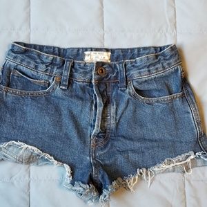 Distressed denim shorts